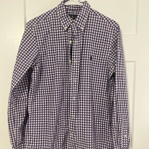 Mens Ralph Lauren Polo Button Down Shirt Purple Gingham 100% Cotton Preppy Small